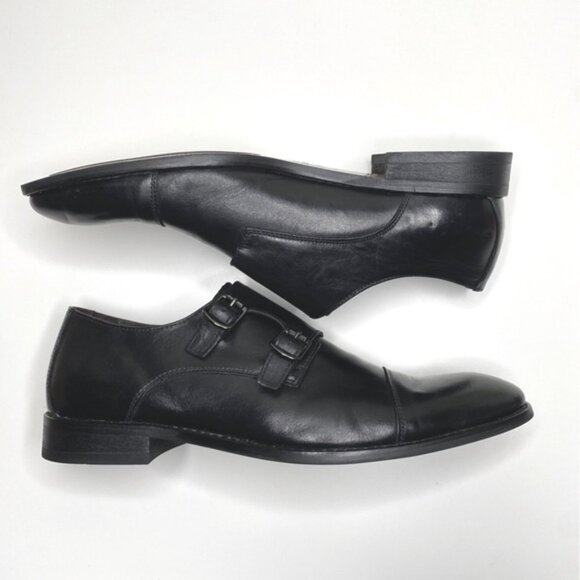 Vince Camuto Double Monk Strap Shoes Mens Sz 11 Gabriel Black Leather